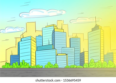city background with buildings silhouettes. EPS-10