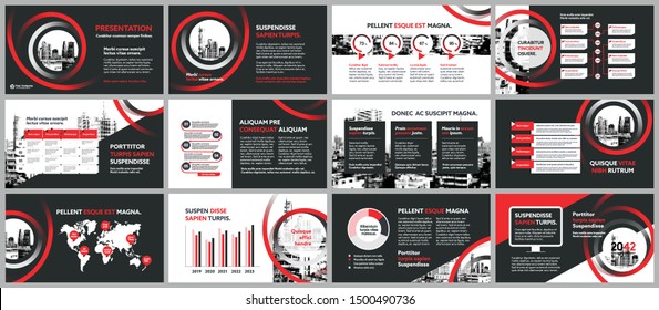 City Background Business Company Presentation with Infographics. Corporate Design Media Layout, Book Cover, Flyer, Brochure, Annual Report for Advertising and 