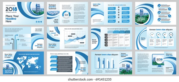 City Background Business Company Presentation with Infographics. Corporate Design Media Layout, Book Cover, Flyer, Brochure, Annual Report for Advertising and Marketing
