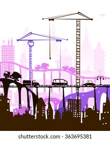 City background. Cars and busy roads