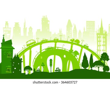 City background. Cars and busy roads