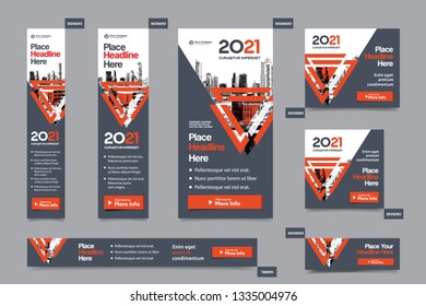City Background Corporate Web Banner Template in multiple sizes. Easy to adapt to Brochure, Annual Report, Magazine, Poster, Corporate Advertising media, Flyer, Website.
