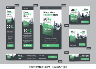City Background Corporate Web Banner Template in multiple sizes. Easy to adapt to Brochure, Annual Report, Magazine, Poster, Corporate Advertising media, Flyer, Website.