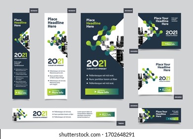 City Background Corporate Web Banner Template in multiple sizes. Easy to adapt to Brochure, Annual Report, Magazine, Poster, Corporate Advertising media, Flyer, Website.