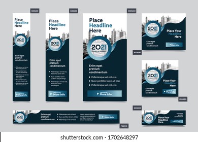 City Background Corporate Web Banner Template in multiple sizes. Easy to adapt to Brochure, Annual Report, Magazine, Poster, Corporate Advertising media, Flyer, Website.