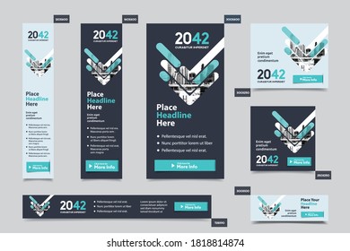 City Background Corporate Web Banner Template in multiple sizes. Easy to adapt to Brochure, Annual Report, Magazine, Poster, Corporate Advertising media, Flyer, Website.