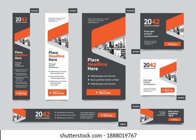 City Background Corporate Web Banner Template in multiple sizes. Easy to adapt to Brochure, Annual Report, Magazine, Poster, Corporate Advertising media, Flyer, Website.