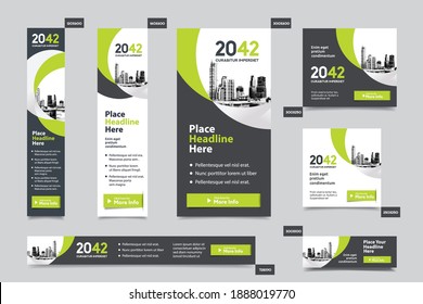 City Background Corporate Web Banner Template in multiple sizes. Easy to adapt to Brochure, Annual Report, Magazine, Poster, Corporate Advertising media, Flyer, Website.