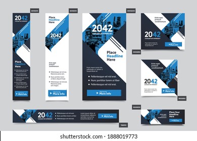 City Background Corporate Web Banner Template in multiple sizes. Easy to adapt to Brochure, Annual Report, Magazine, Poster, Corporate Advertising media, Flyer, Website.