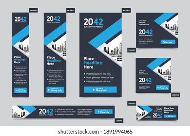 City Background Corporate Web Banner Template in multiple sizes. Easy to adapt to Brochure, Annual Report, Magazine, Poster, Corporate Advertising media, Flyer, Website.