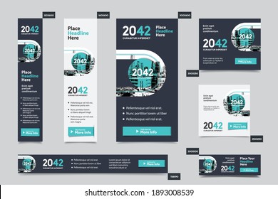 City Background Corporate Web Banner Template in multiple sizes. Easy to adapt to Brochure, Annual Report, Magazine, Poster, Corporate Advertising media, Flyer, Website.