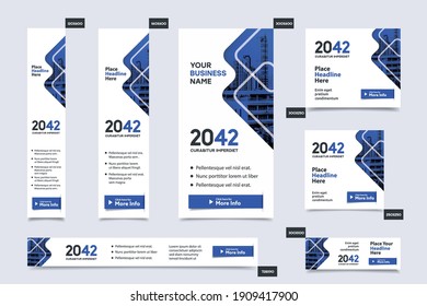 City Background Corporate Web Banner Template in multiple sizes. Easy to adapt to Brochure, Annual Report, Magazine, Poster, Corporate Advertising media, Flyer, Website.