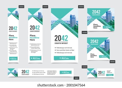 City Background Corporate Web Banner Template in multiple sizes. Easy to adapt to Brochure, Annual Report, Magazine, Poster, Corporate Advertising media, Flyer, Website.