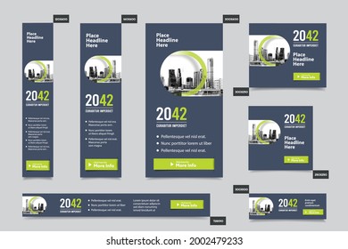 City Background Corporate Web Banner Template in multiple sizes. Easy to adapt to Brochure, Annual Report, Magazine, Poster, Corporate Advertising media, Flyer, Website.