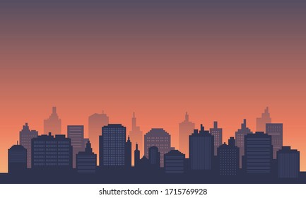 City background at dusk, downtown many mall and apartment