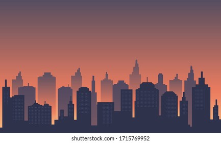 City background at dusk, downtown many mall and apartment