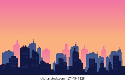 City of background with dusk panorama nuance