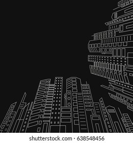 city background line art. Vector image