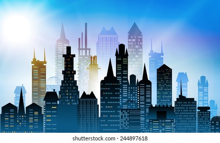 City background made of building silhouettes