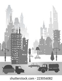 City background made of different building silhouettes