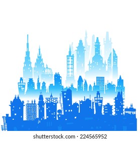 City background made of different building silhouettes