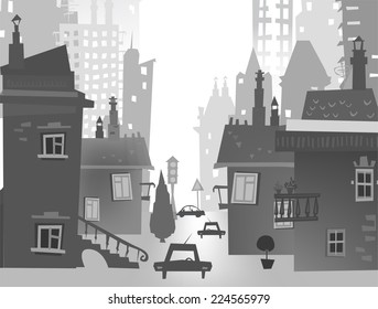 City background made of different building silhouettes