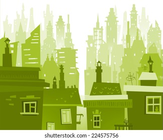 City background made of different building silhouettes