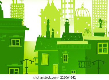 City background made of different building silhouettes