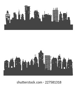City background made of different building silhouettes