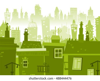 City background made of different building silhouettes