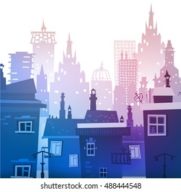 City background made of different building silhouettes