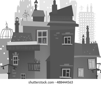 City background made of different building silhouettes