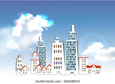 city background  made of paper