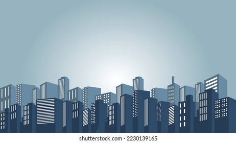 City background with many buildings at night