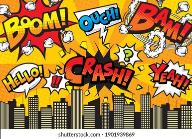 City Background Material Comic Art Style Stock Vector (royalty Free 