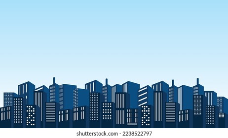 City background in the morning with many tall apartment buildings