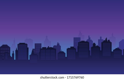 City background with night panorame, downtown many mall and apartment