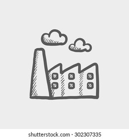 City background sketch icon for web and mobile. Hand drawn vector dark grey icon on light grey background.