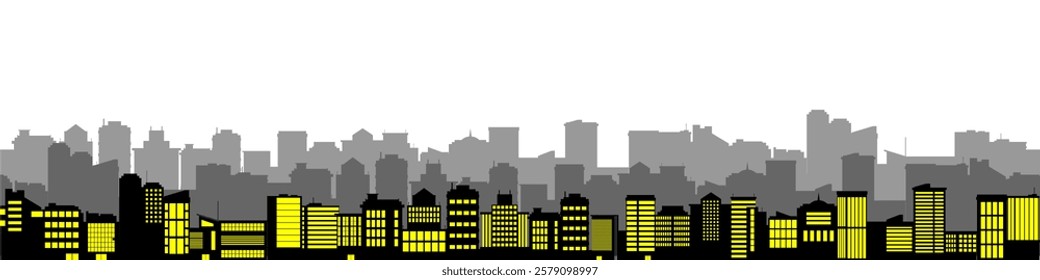 City background vector featuring a modern urban skyline high rise buildings, Perfect for cityscapes, business, architecture, night views, and metropolitan design projects