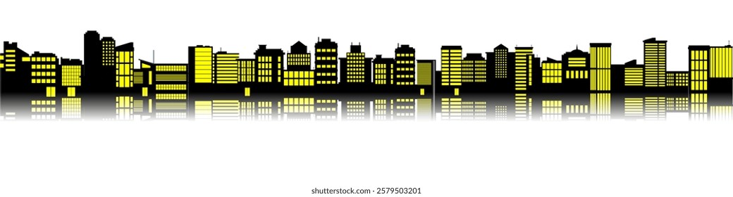 City background vector featuring a modern urban skyline high rise buildings, Perfect for cityscapes, business, architecture, night views, and metropolitan design projects