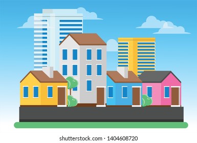 City backgrounds are used for web banners, web landing, graphic design in isolated blue background. Vector illustration. - Vector
