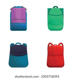 City backpack icons set cartoon vector. Urban backpack. Modern accessory