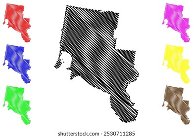 Cidade de Ballarat (Comunidade da Austrália, estado de Victoria, Vic) mapa ilustração vetorial, esboço rabisco Mapa do Conselho da Cidade de Ballarat