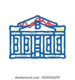 cidade banco edifício doodle ícone esboço vetor. cidade banco edifício sinal. símbolo isolado ilustração