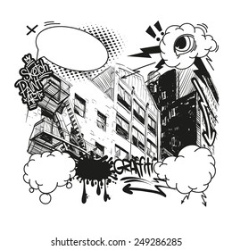 City banner graffiti design elements, vector illustration