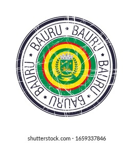 City of Bauru, Brazil postal rubber stamp, vector object over white background