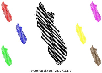 Cidade de Bayside (Comunidade da Austrália, estado de Victoria, Vic) mapa ilustração vetorial, esboço rabisco Bayside ma