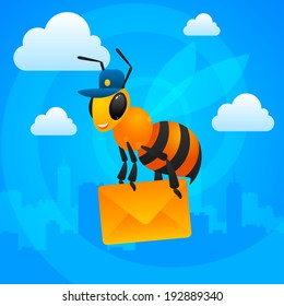 City bee postman holds letter