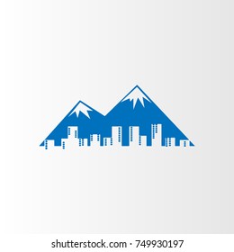 City below in the mountain logo design