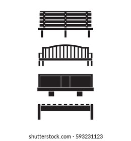 City bench icon set with modern and wooden benches silhouettes for street or garden in outline design.